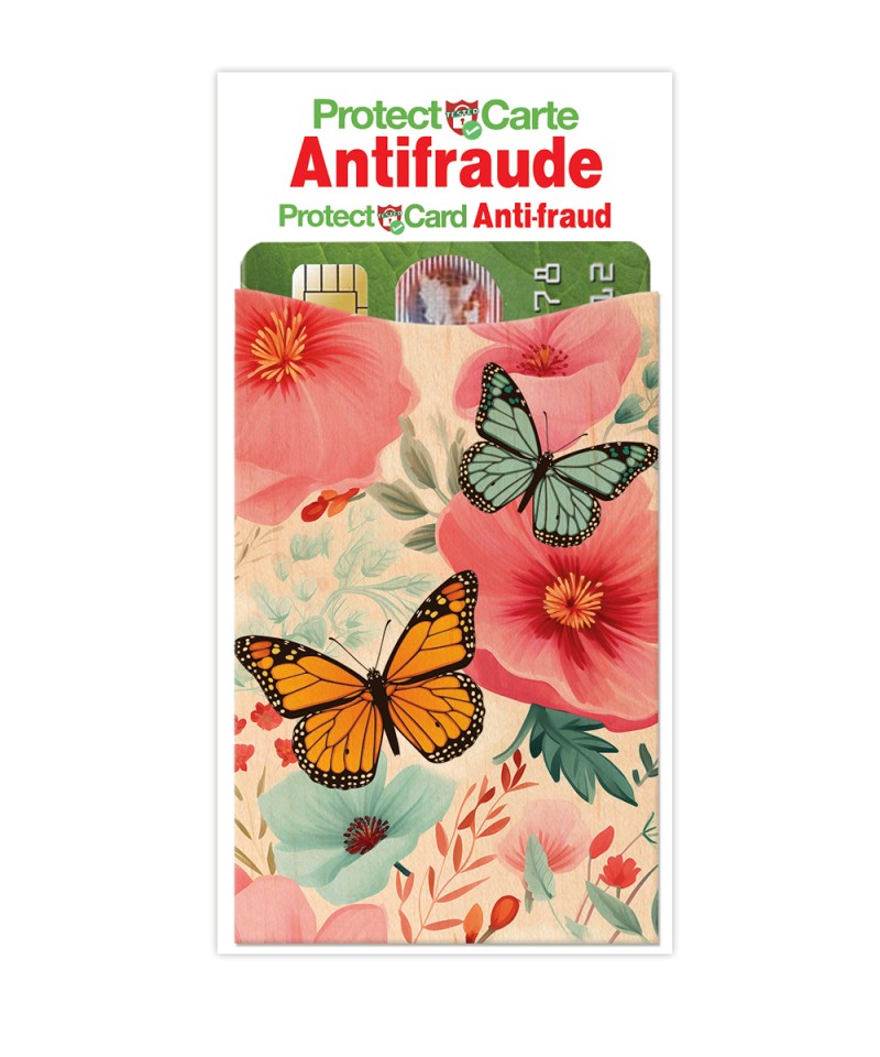 Fleur Papillon-Protège-cartes-Cartobois